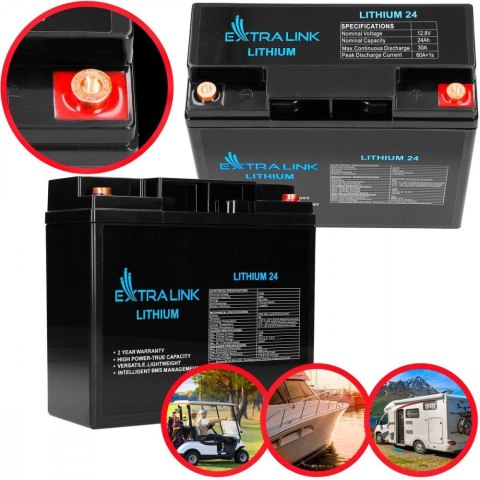 Akumulator LiFePO4 24AH 12.8V BMS EX.30424 Extralink