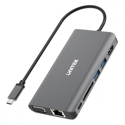 HUB 8-w-1 USB-C 3.1; HDMI; VGA; RJ45; SD; PD 100W; D1019B Unitek