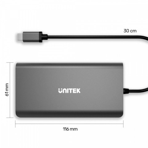 HUB 8-w-1 USB-C 3.1; HDMI; VGA; RJ45; SD; PD 100W; D1019B Unitek