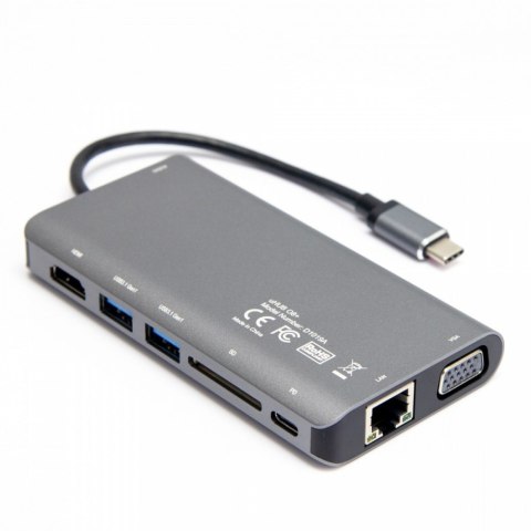 HUB 8-w-1 USB-C 3.1; HDMI; VGA; RJ45; SD; PD 100W; D1019B Unitek