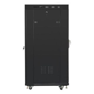 Szafa rack stojąca 19 cali 27U 800x1200 czarna drzwi szklane LCD FLAT PACK Lanberg