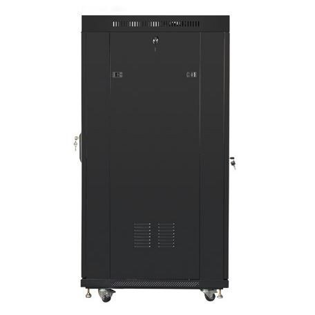 Szafa rack stojąca 19 cali 27U 800x1200 czarna drzwi szklane LCD FLAT PACK Lanberg