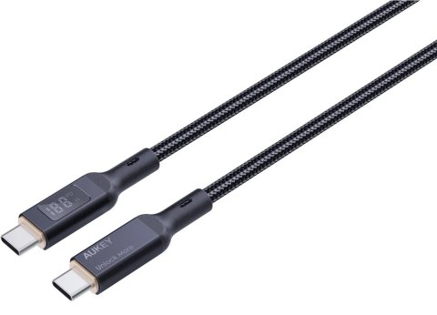 CB-MCC102 kabel USB-C - USB-C 1.8m 100W PD 5A 20V LED nylonowy oplot czarny AUKEY