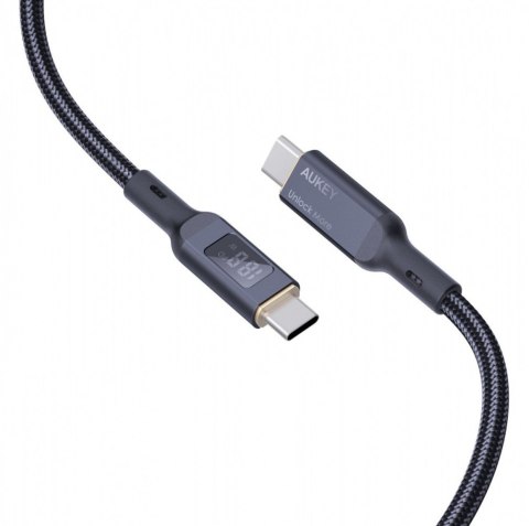 CB-MCC102 kabel USB-C - USB-C 1.8m 100W PD 5A 20V LED nylonowy oplot czarny AUKEY