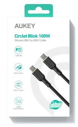 CB-SCC102 kabel USB-C - USB-C 1.8m 100W PD 5A 20V silikonowy czarny AUKEY