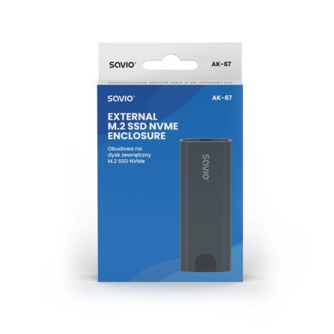 Obudowa na dysk zewnętrzny M.2 SSD NVMe, USB-C 3.1, AK-67 Savio
