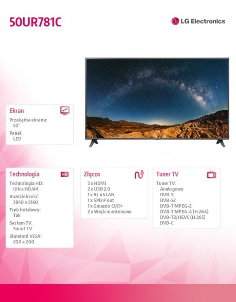 Telewizor LED 50 cali 50UR781C LG Electronics