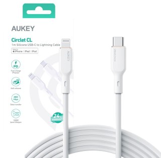 CB-SCL2 kabel Lightning - USB-C 1.8m MFi Apple USB-PD silikonowy biały AUKEY