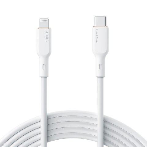 CB-SCL2 kabel Lightning - USB-C 1.8m MFi Apple USB-PD silikonowy biały AUKEY