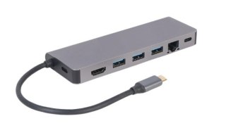 Hub USB-C do HDMI 1xUSB-C GbE 2xUSB-A Card PD Gembird