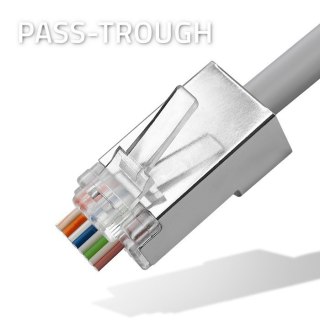 Wtyk przelotowy złącze RJ45 | CAT5e | FTP | Pass Through | Pozłacane styki | 100 sztuk Qoltec