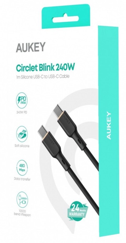 CB-SCC241 kabel USB-C - USB-C 1m 240W PD 5A 20V silikonowy czarny AUKEY