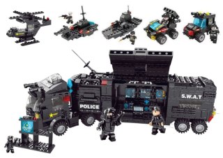 Klocki Konstrukcyjne Służby Specjalne Policja Helikopter Łódź Zestaw MIX LEAN TOYS