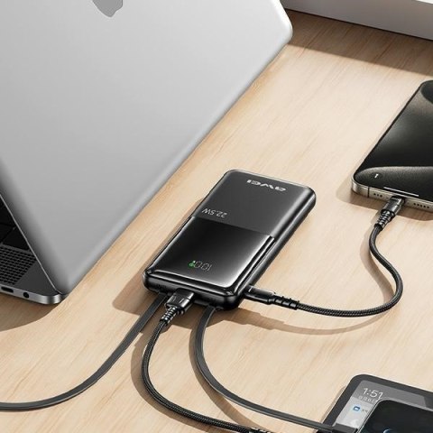Powerbank 10000mAh P76K 22,5W 4 Wyjścia ładowania dwa kable AWEI