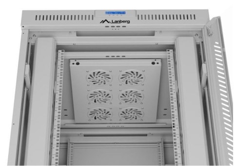 Szafa stojąca rack 19 cali 42U 800x1000 szara drzwi szkalne flat pack Lanberg