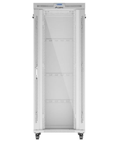 Szafa stojąca rack 19 cali 42U 800x1000 szara drzwi szkalne flat pack Lanberg