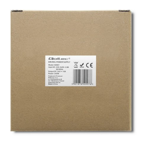 Zasilacz na szynę DIN | 240W | 24V | 10A Qoltec