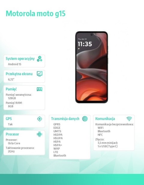 Smartfon moto g15 8/128GB Gravity Grey Motorola