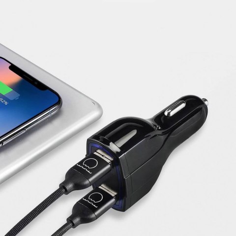 Ładowarka samochodowa 2xUSB i USB C czarna WOZINSKY