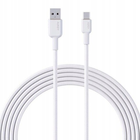CB-NAC1 kabel USB-C - USB-A 1m 60W PD 3A 20V nylonowy oplot biały AUKEY