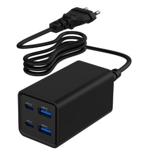 Ładowarka uniwersalna 65W GaN 2xUSB-A 2xUSB-C szybkie ładowanie czarna Gembird