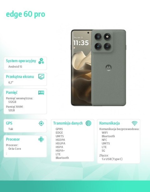 Smartfon Edge 60 pro 12/512GB Shadow-green Motorola