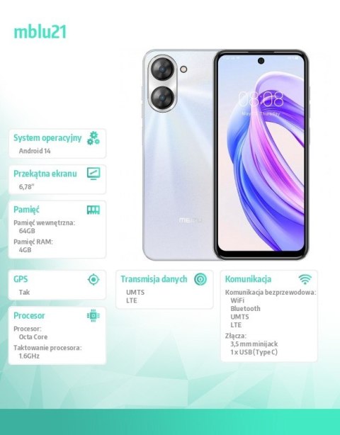Smartfon Mblu 21 4 GB / 64 GB Biały MEIZU