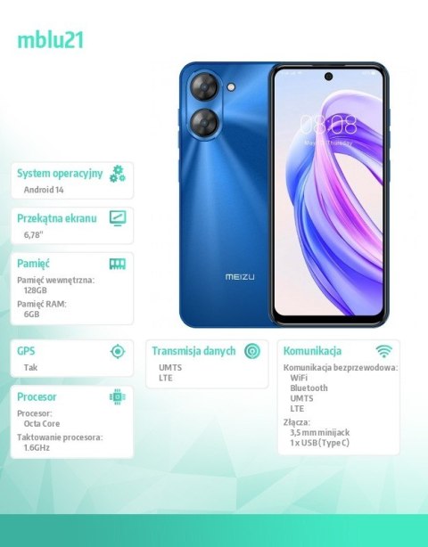 Smartfon Mblu 21 6 GB / 128 GB Niebieski MEIZU