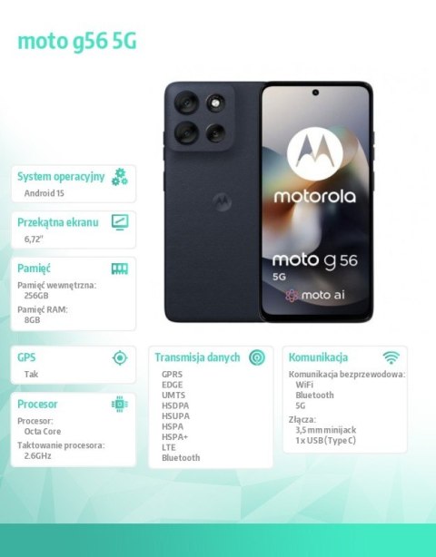 Smartfon moto g56 G5 8/256, Black Oyster Motorola