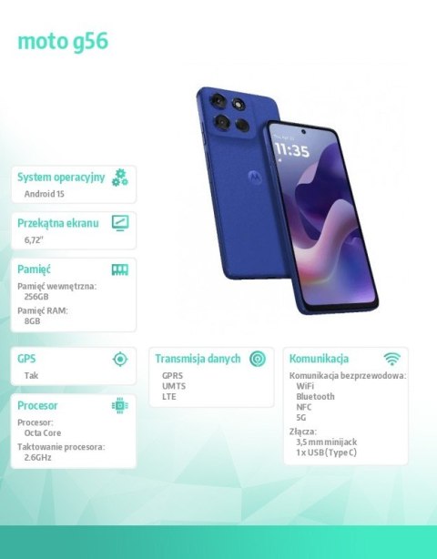 Smartfon moto g56 G5 8/256GB, Dazzling Blue Motorola