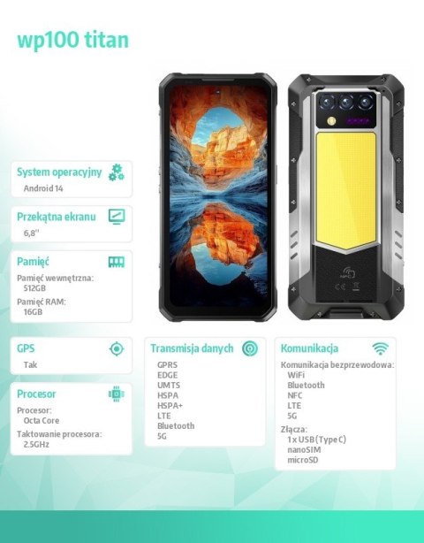 Smartfon WP100 Titan 5G 16/512GB IP69K czarny OUKITEL