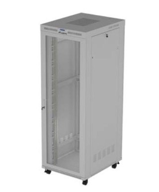 Szafa instalacyjna rack stojąca 19 cali 47U 800x1000 szara drzwi perforowane LCD (flat pack) V2 Lanberg