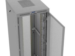 Szafa instalacyjna rack stojąca 19 cali 47U 800x1000 szara drzwi perforowane LCD (flat pack) V2 Lanberg
