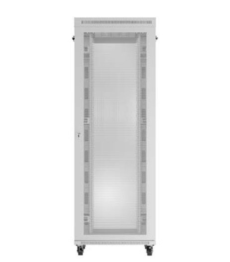 Szafa instalacyjna rack stojąca 19 cali 47U 800x1000 szara drzwi perforowane LCD (flat pack) V2 Lanberg