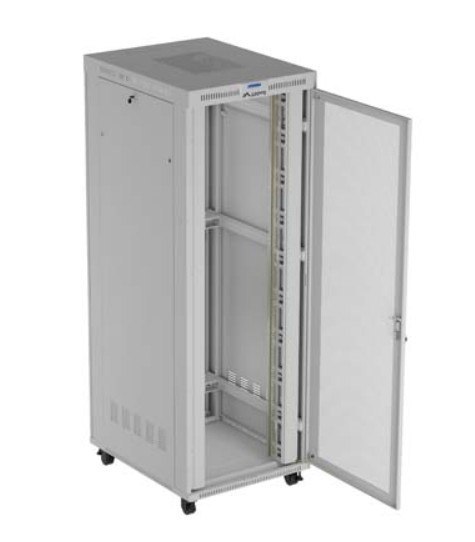 Szafa instalacyjna rack stojąca 19 cali 47U 800x1000 szara drzwi perforowane LCD (flat pack) V2 Lanberg