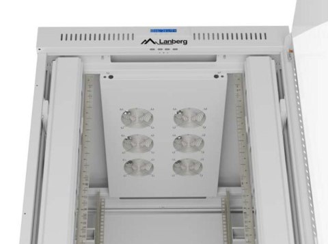 Szafa instalacyjna rack stojąca 47U 800x1000 szara drzwi przeszkolne LCD ( flat pack) V2 Lanberg