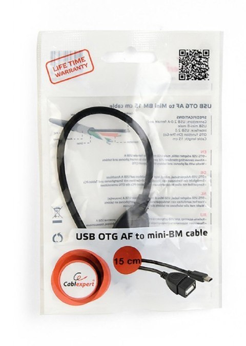 Kabel OTG USB Mini BM -> USB AF 15cm Gembird