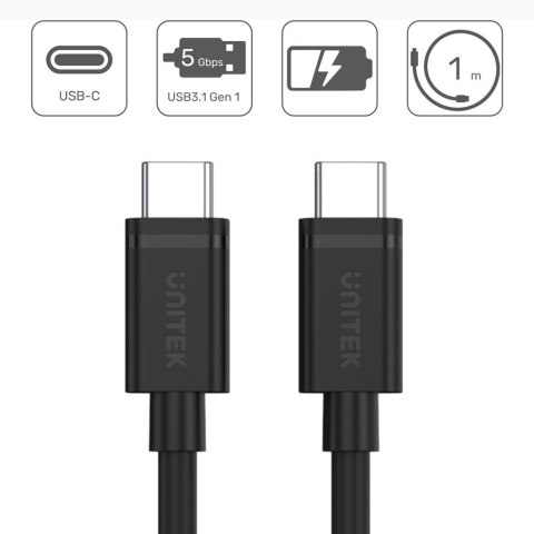 Kabel USB TYP-C do USB TYP-C; 1m; Y-C477BK Unitek