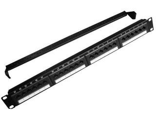 Patch Panel 24 Porty 1U 19'' Kat.5e z funkcją organizacji kabli czarny Gembird