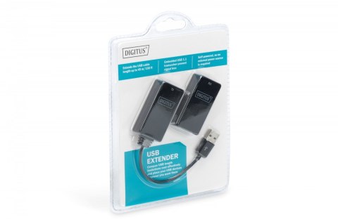 Przedłużacz/Extender USB 1.1 po skrętce Cat.5e/6 UTP/SFP do 45m, czarny, 20cm Digitus