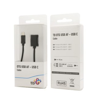 Kabel OTG USB AF - USB C 15cm czarny TB