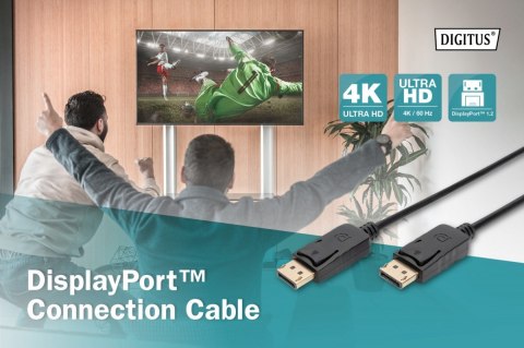 Kabel połączeniowy DisplayPort z zatrzaskami 4K 60Hz UHD Typ DP/DP M/M czarny 1m Digitus