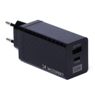 Ładowarka GaN 65W z portami USB USB-C QC 3.0 PD czarna WOZINSKY