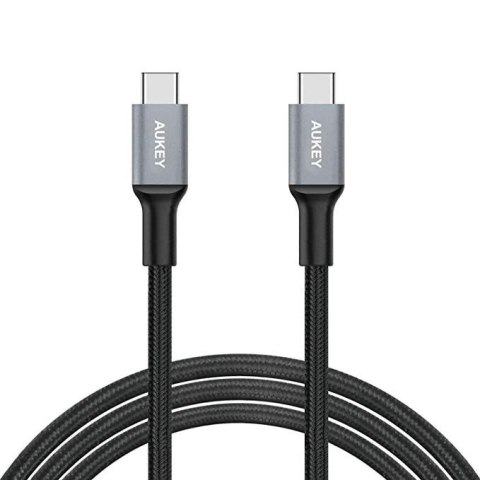 CB-CD6 kabel USB-C - USB-C 2m 60W PD 3A 20V nylonowy oplot czarny AUKEY