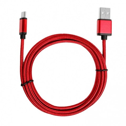 Kabel USB-USB C 1.5m rubinowy sznurek TB