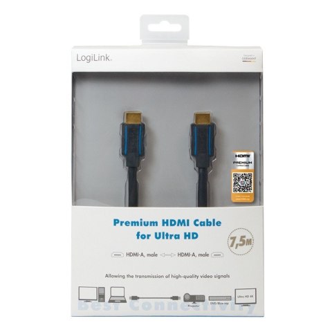 Kabel premium HDMI Ultra HD, 7.5m LogiLink