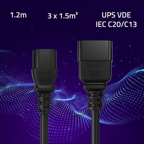 Kabel zasilający do UPS | C20/C13 | 1.2m Qoltec