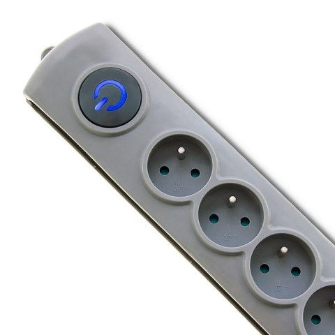 Listwa antyprzepięciowa Quick Switch, 6 gniazd, 1,8m, szara Qoltec
