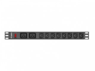 Listwa zasilająca Rack PDU 19 cali 1U 16A 2X C19 8X IEC C13 czarny C20 Lanberg