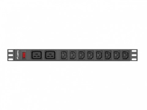 Listwa zasilająca Rack PDU 19 cali 1U 16A 2X C19 8X IEC C13 czarny C20 Lanberg